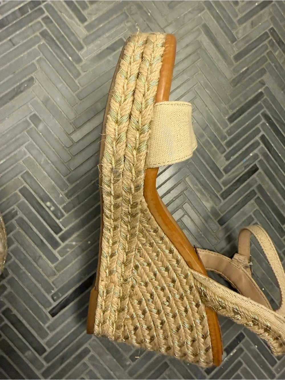 Beige Espadrille Wedge Sandals - Women